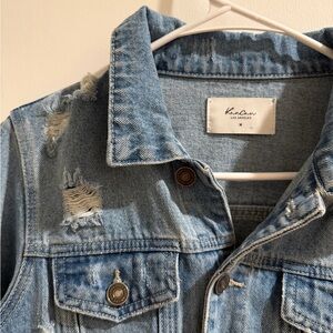 KanCan Blue Distressed Denim Jacket